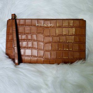 Textured Leather Michael Kors Luggage Colored Wristlet